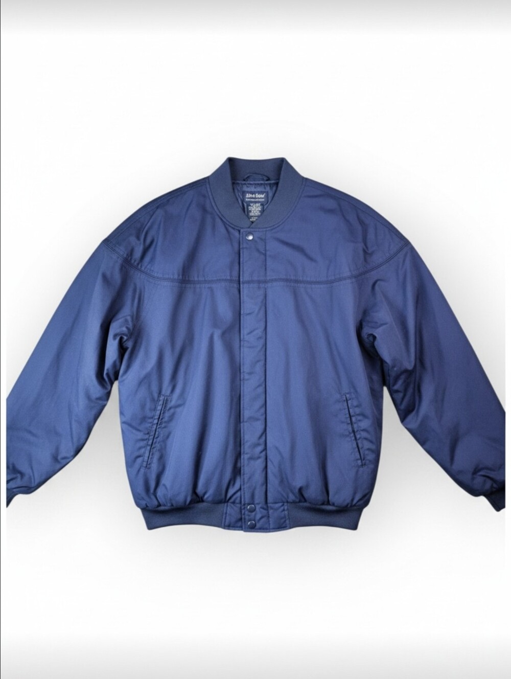 John Blair Men's Large Navy Bomber Jacket Full Zip Snap Front Insulated Coat